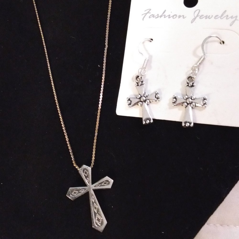 Cross Necklace and Earrings Set